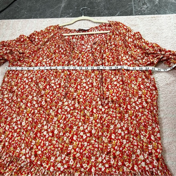 Sonoma Floral Maxi Dress Tiered Hem Drop Waist Autumn Red Yellow Boho Cottage XL - Picture 6 of 13